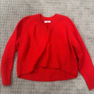 Mango Vibrant Red V-Neck Sweater